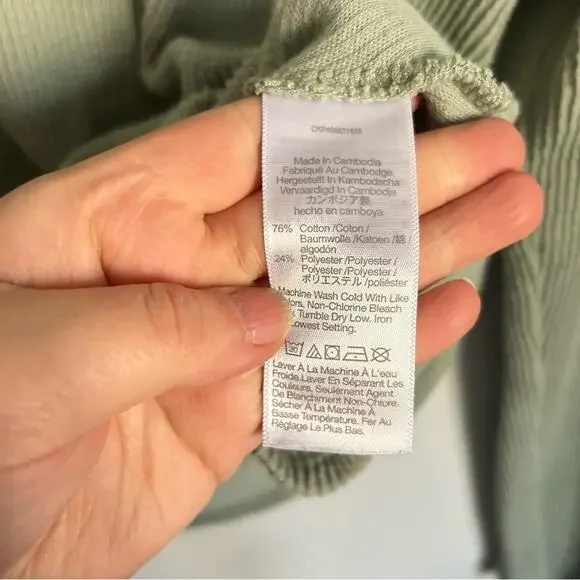 Madewell Elwood Knot Long Sleeve Crew Neck Top Green Size M - Picture 9 of 10